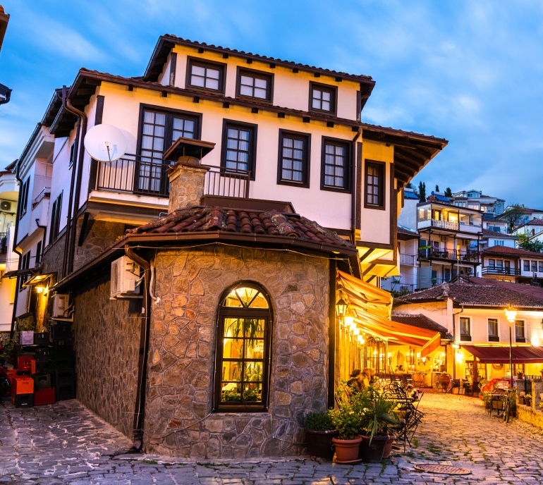 Traditional houses in Ohrid, North Macedonia